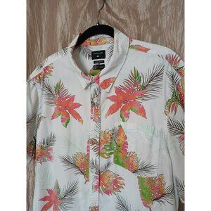Quiksilver Aloha Hawaiian Floral Short Sleeve Button Shirt Regular Fit Mens XL